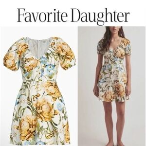 Favorite Daughter Beloved floral mini dress stretch puffed sleeve Size 6 NEW